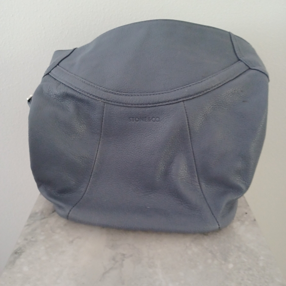 Stone & Company Blue Gray Leather Bucket bag - Picture 5 of 7